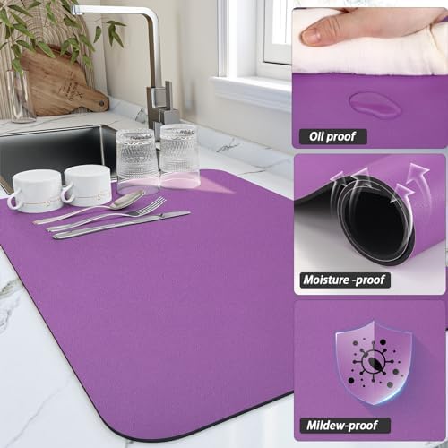 HotLive Dish Drying Mat for Kitchen Counter, Heat Resistant Drainer Mats