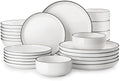 MALACASA 24 Pcs Porcelain Plates and Bowls Sets, Dinnerware Set
