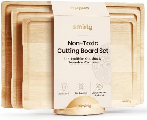 SMIRLY Cutting Boards for Kitchen, 3 Piece Birch Cutting Board