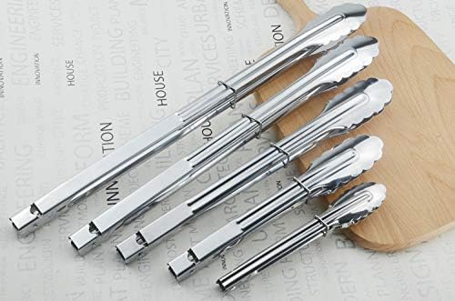 HINMAY 3PCS Stainless Steel Kitchen Tongs 7/9/12 Inch Cooking Tongs Set