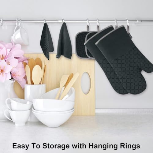 KEGOUU Oven Mitts and Pot Holders 6pcs Set, Kitchen Oven Glove High Heat