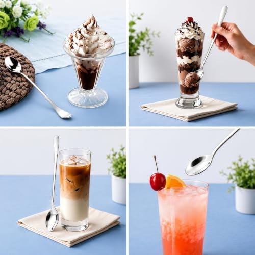 8 Inch Long Handle Iced Tea Spoons, 18/8 Stainless Steel Coffee Spoons