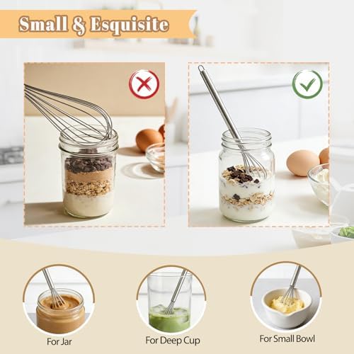 Whisks for Cooking, 3 Pack Mini Whisk for Whisking, Blending Eggs & Sauces