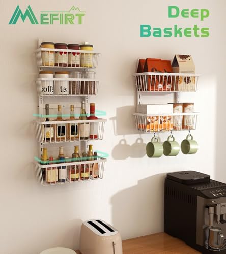 Mefirt 12 Inch Wide Narrow Over The Door Pantry Organizer 6-Tier White
