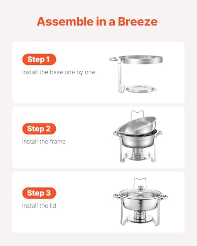 VEVOR Chafing Dish Buffet Set, 5 Qt 2 Pack, Stainless Steel Chafer