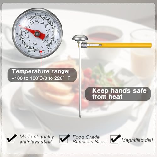 Xuhal 6 Pcs Stainless Steel Kitchen Dial Thermometer 5"