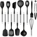 12PCS Silicone Kitchen Utensil Set, Stainless Steel Handled Cooking Tools