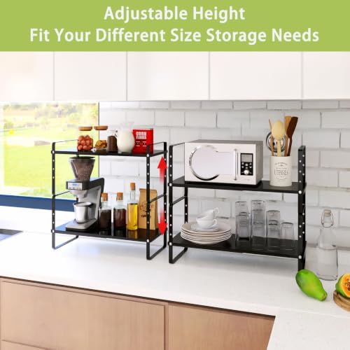 Across-Star Expandable Cabinet Shelf Organizer Rack, Stackable Kitchen Counter