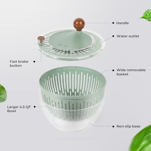 Salad Spinner Large Lettuce Spinner 4.3 Qt