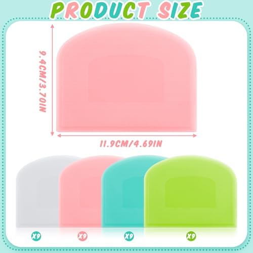Thyle 36 Pcs Plastic Dough Scrapers Set, Flexible Bowl Scraper