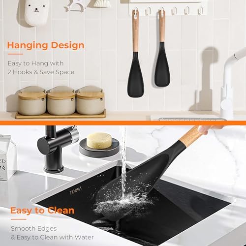 13" & 11" Silicone Cooking Spoons 2-Pack
