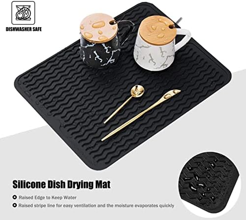 Silicone Dish Drying Mat, Non-Slip Easy Clean Sink Mat, Dark Blue