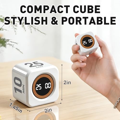 Rotating Timer Cube for Productivity — 5/25/10/50 Minutes Preset, Digital