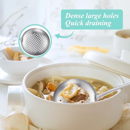 Slotted Spoon, Stainless Steel Strainer Metal Skimmer Spoon
