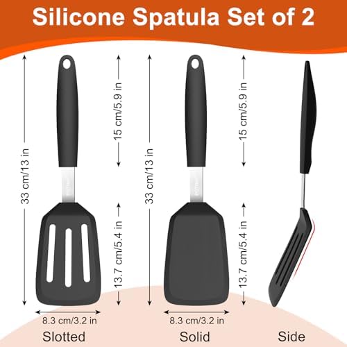 2 Pack Silicone Kitchen Spatula Set, 600°F Heat Resistant
