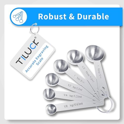 TILUCK Stainless Steel Measuring Cups & Spoons Set, Coffee Scoop Spoon