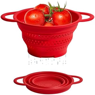 GIR Collapsible Colander, Silicone Strainer & Steamer, BPA-Free – Red