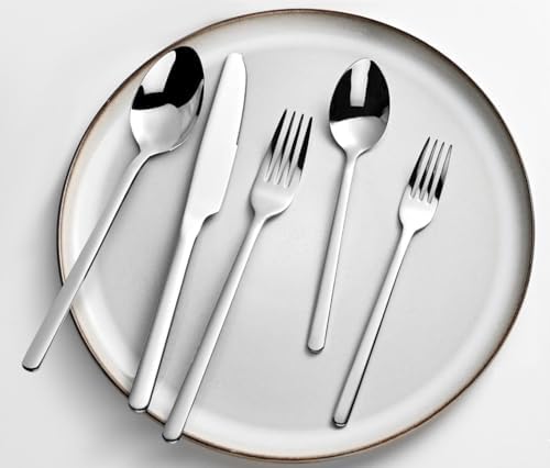 KINGSTONE 30 Pieces Silverware Set, Flatware Cutlery Set