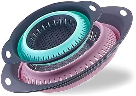 Collapsible Colander Set, Square Round Triangles Silicone Kitchen Strainer