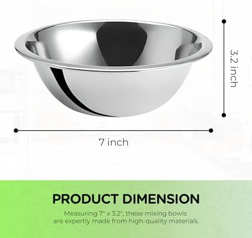 OCS Parts 0.75 Quart Mixing Bowls | Set of 2 | 7-Inch Stainless Steel