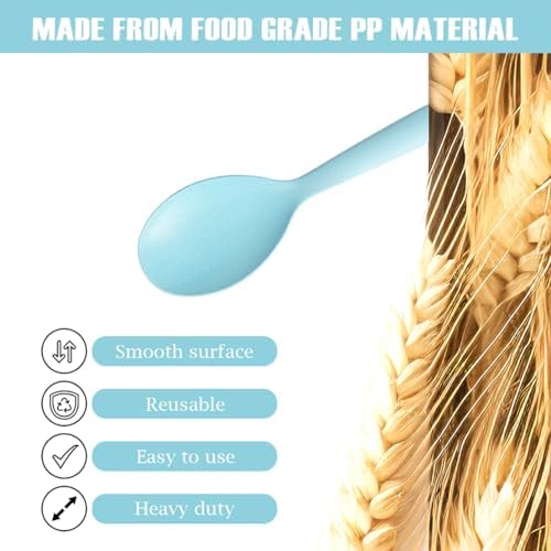 8 Pack 10" Large Reusable Plastic Wheat Straw Serving Spoon Set, 4 Serving