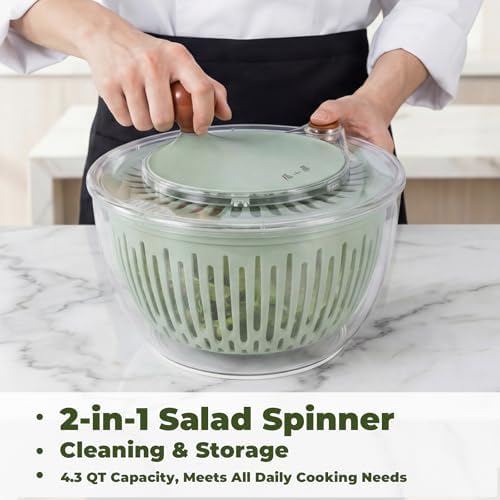 Salad Spinner Large Lettuce Spinner 4.3 Qt