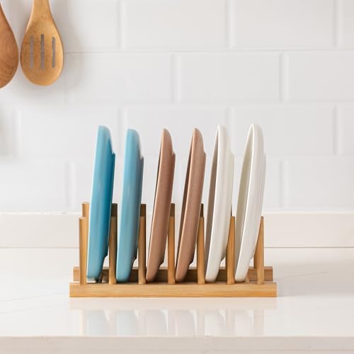 HBlife Bamboo Dish Plate Bowl Cup Book Pot Lid Cutting Board Drying Rack Stand
