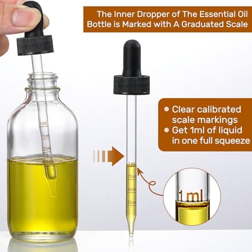 4 Pack 4oz Glass Dropper Bottles - 120ml Clear Tincture Bottles with Calibrated