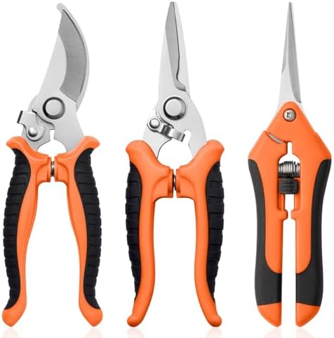3 Pack Garden Pruning Shears, Stainless Steel Shears, Gardening Shears Scissors