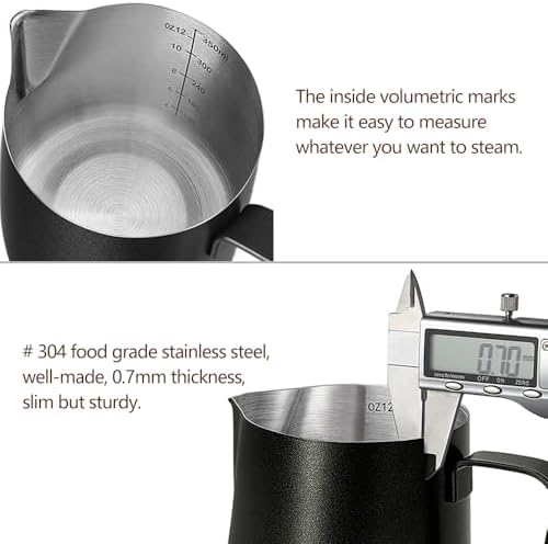 HOOMIL Milk Frothing Pitcher, 304 Stainless Steel