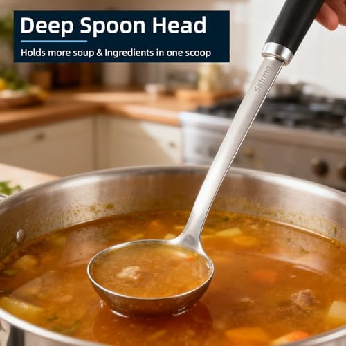 Safring Stainless Steel Soup Ladle and Spaghetti Spoon Set, Heat Resistant