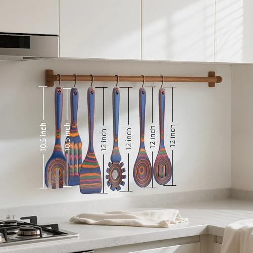 6-Piece Pakkawood Cooking Utensil Set, Wooden Spoons