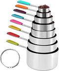Bopei 8-Pcs Stainless Steel Measuring Cups Set, Colorful Handles
