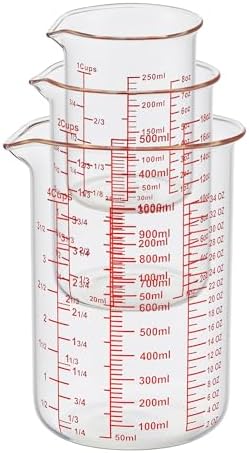 High Borosilicate Glass Measuring Cup Set-V-Shaped Spout，Includes 250ml