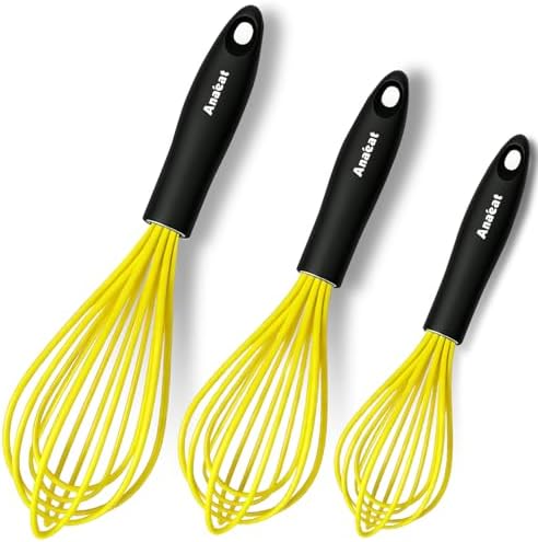 Anaeat Silicone Whisk, Thick Stainless Steel Wire Inner Heat Resistant