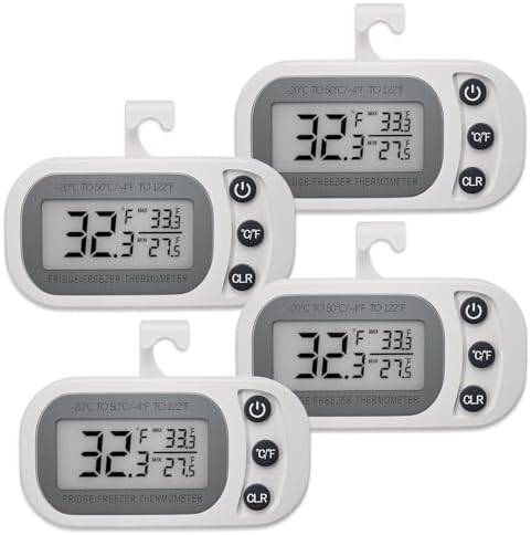 Digital Frigerator Thermometer, Waterproof Fridge and Freezer Thermometer 4 Pack