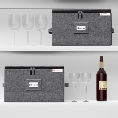 YearningHome 2 Pack Wine Glass Storage Box