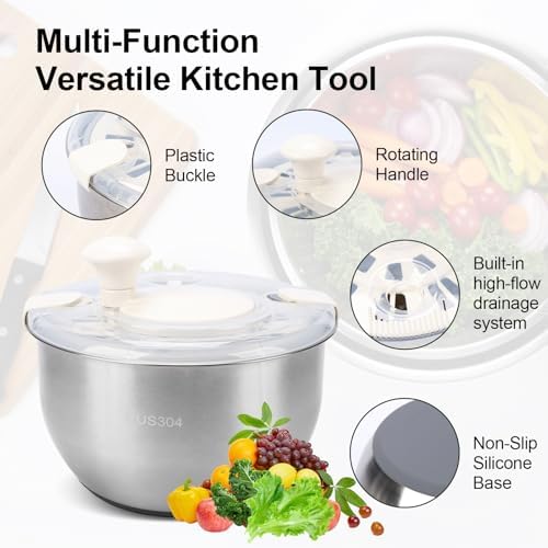 Stainless Steel Salad Spinner, Lettuce Spinner