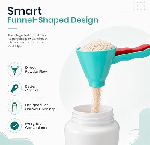 Protein Powder Scoop Funnel Spoon 2-Pack, Long Handle Measuring Scoop