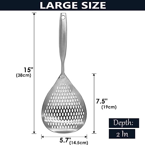 KAYCROWN Skimmer Slotted Spoon, 304 Stainless Steel Skimmer Ladle Spoon Spider