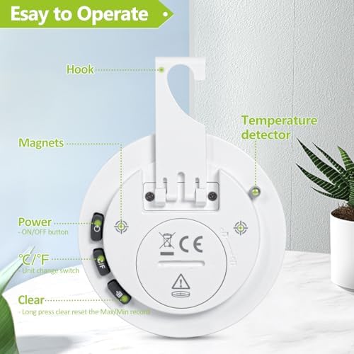 Geevon Small Digital Refrigerator Thermometer 2 Pack, IP65 Waterproof