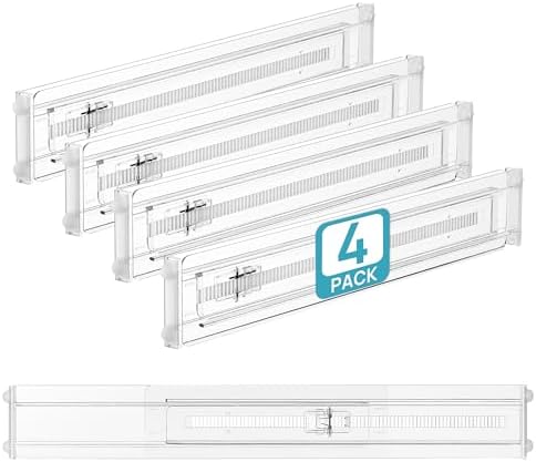 Vtopmart 4 Pack Shallow Drawer Dividers, 2.36" High 12.5"-20.8" Adjustable