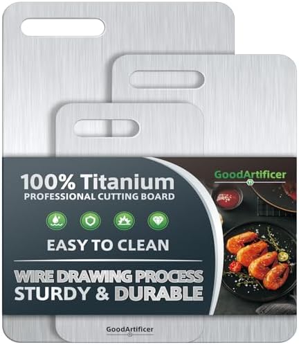 Titanium Cutting Boards Set of 3, 100% Pure Titanium Kitchen Cutting Board