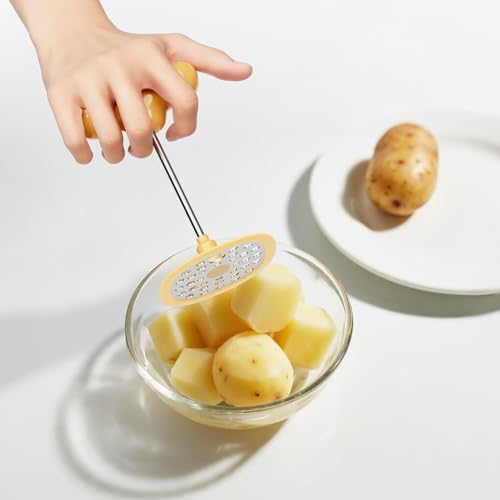 Foldable Potato Masher, Folding Stainless Steel Head, Stores Flat, Space Saving