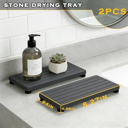 2PCS Stone Drying Tray, Water Absorbing Stone Tray