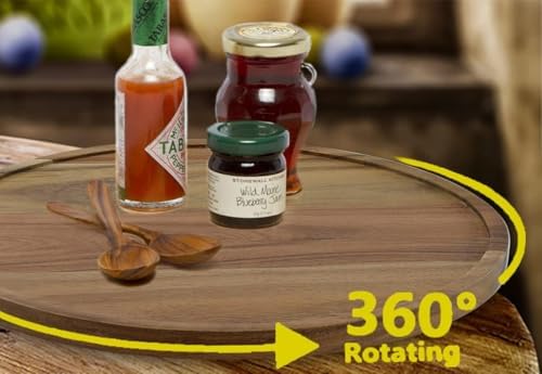 9" Acacia Wood Lazy Susan Organizer Kitchen Turntable