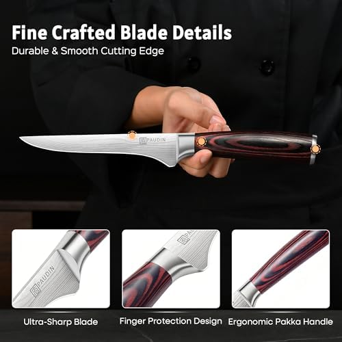PAUDIN Boning Knife 6 Inch, Super Sharp Fillet Knife, German High Carbon