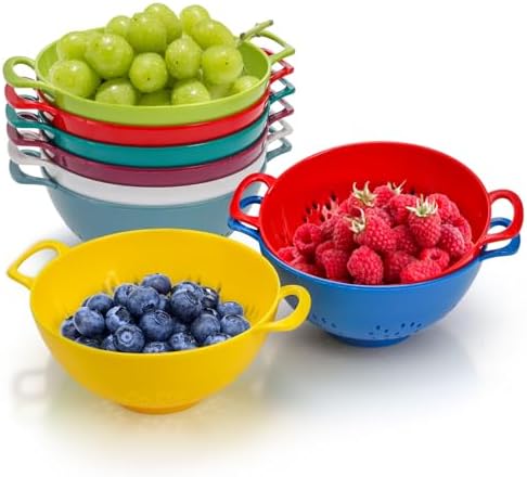 Noamus 8 Pack Mini Colander for Kitchen, 6 Inch Plastic Berry Bowl
