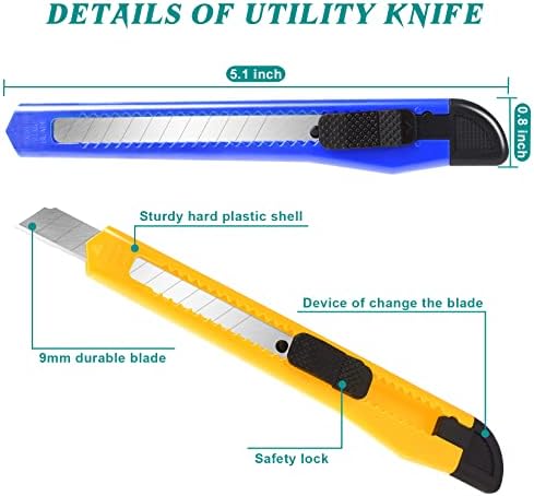 40 Pack Box Cutter Retractable, 9mm Utility Knife, Razor Knife