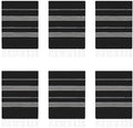 HAVLULAND Turkish Beach Towel, Oversized Bath Towels, Sand Free Quick Dry Absorbent Lightweight Pool Travel Camping Blanket Bulk Set (Black, 6 Pack)
